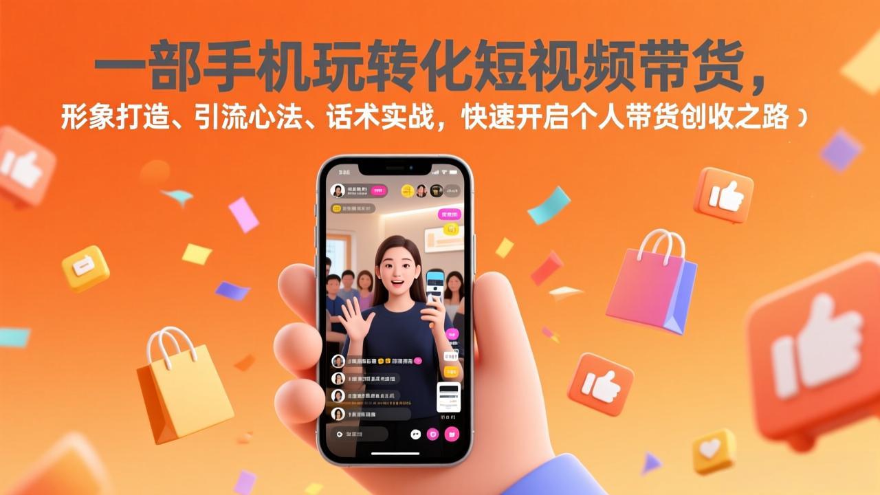 一部手机玩转化短视频带货，形象打造、引流心法、话术实战，快速开启个人带货创收之路-续财库
