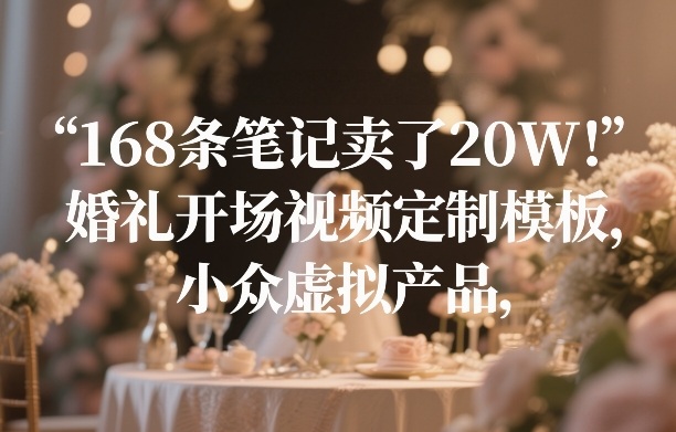 168条笔记卖了20W！婚礼开场视频定制模板，小众虚拟产品-续财库