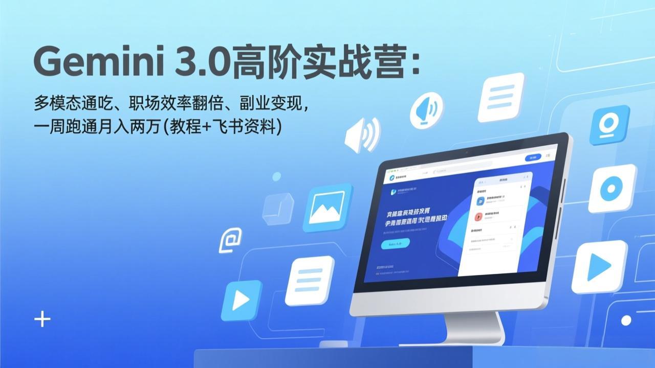 Gemini 3.0高阶实战营：多模态通吃、职场效率翻倍、副业变现，一周跑通月入两万(教程+飞书资料-续财库