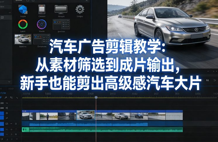 汽车广告剪辑教学：从素材筛选到成片输出，新手也能剪出高级感汽车大片-续财库