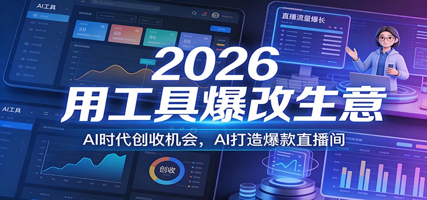 2026用工具爆改生意，AI时代创收机会，AI打造爆款直播间-续财库