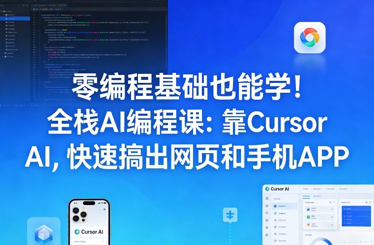 零编程基础也能学！全栈AI编程课：靠Cursor AI，快速搞出网页和手机APP-续财库