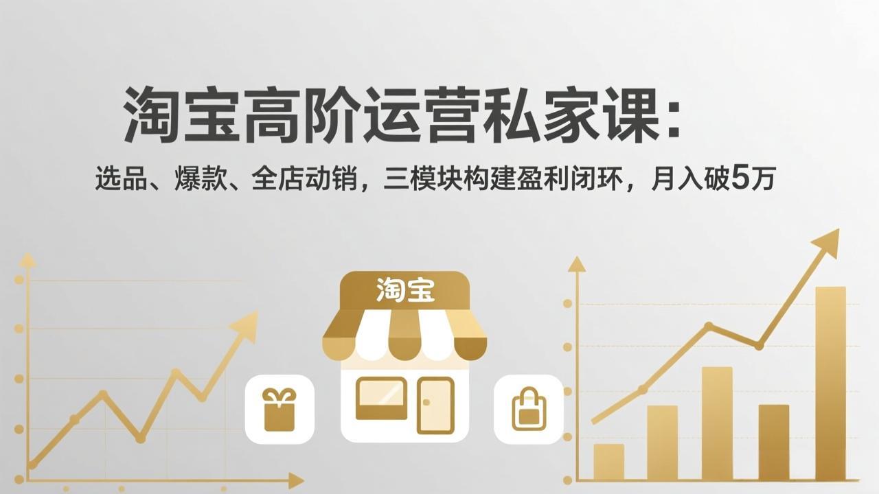 淘宝高阶运营私家课：选品、爆款、全店动销，三模块构建盈利闭环，月入破5万(更新26年2月-续财库