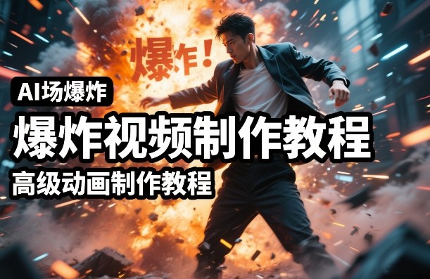 AI场景爆炸视频制作教程，利用人物实拍视频制作出高级的动画特效-续财库