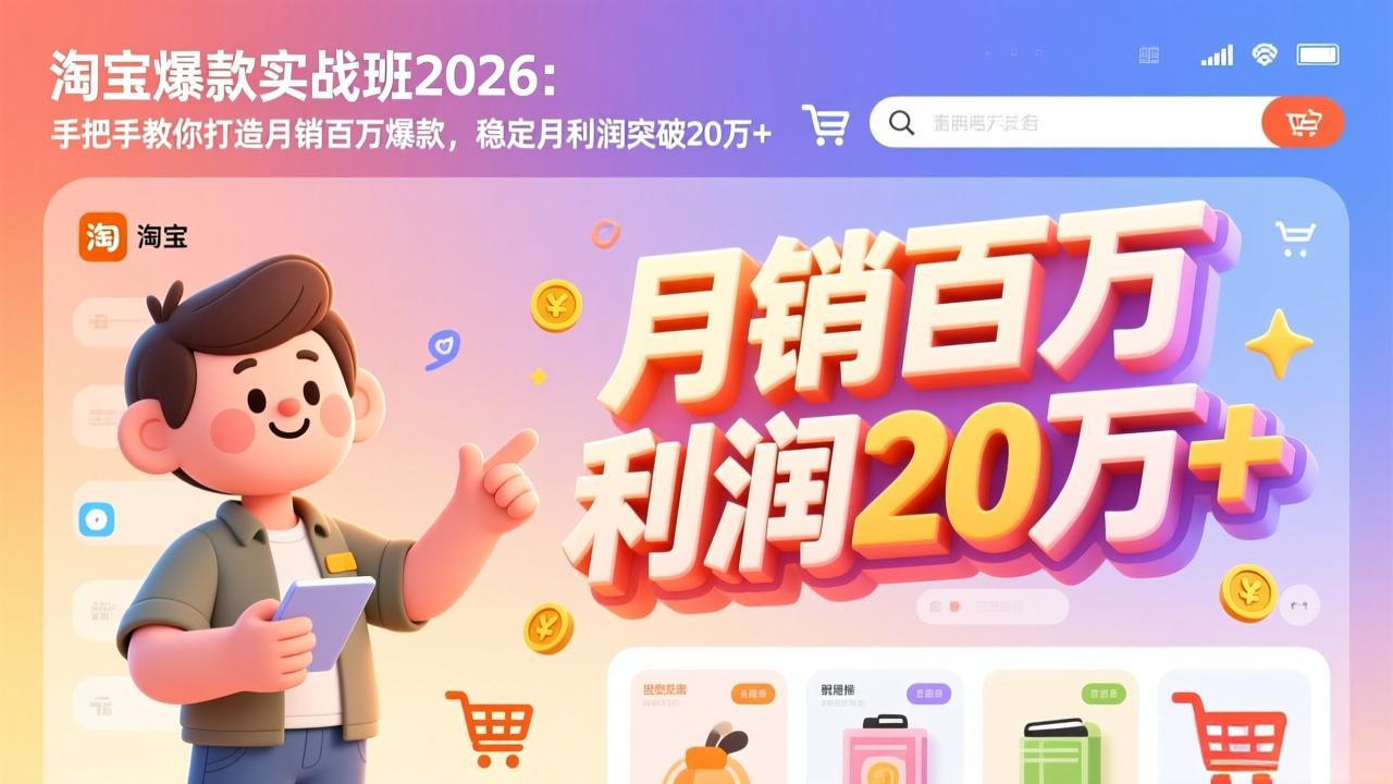 淘宝爆款实战班-2026年2月更新:手把手教你打造月销百万爆款,稳定月利润突破20万+-续财库