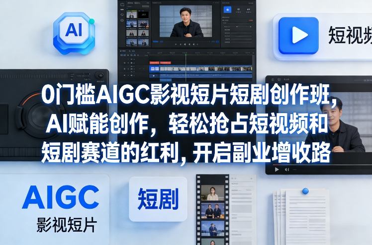 0门槛AIGC影视短片短剧创作班,AI赋能创作,轻松抢占短视频和短剧赛道的红利,开启副业增收路-续财库