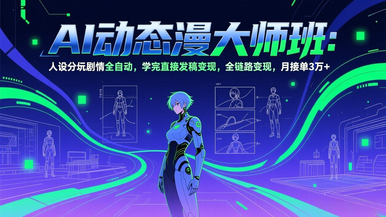 AI动态漫剧大师班:人设分镜剧情全自动,学完直接发稿变现,全链路变现,月接单3万+-续财库
