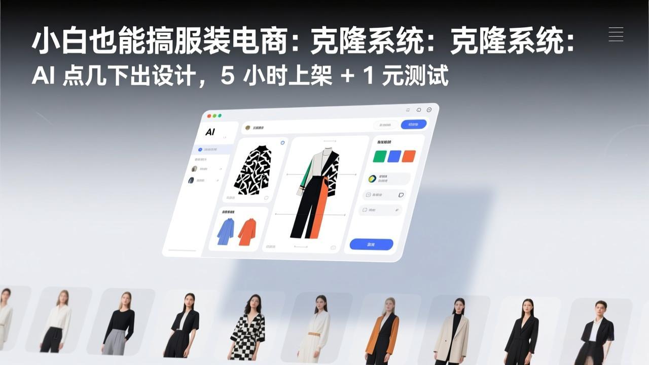 小白也能搞服装电商：克隆系统：AI 点几下出设计，5 小时上架 + 1 元测试-续财库