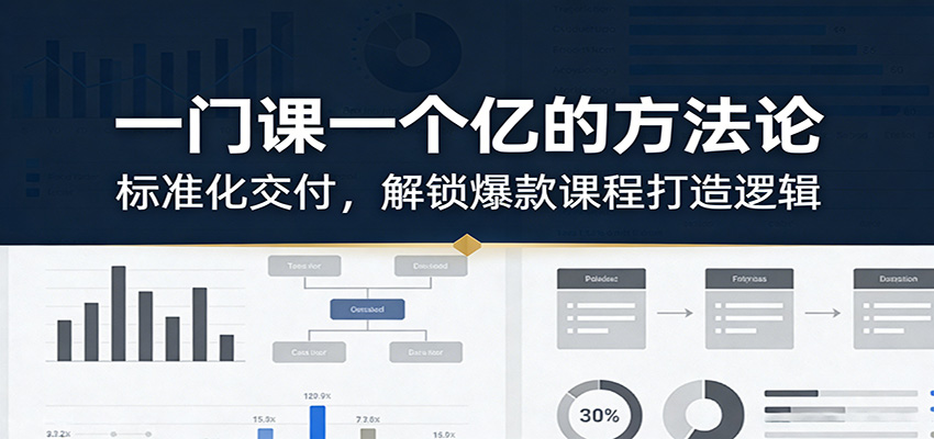 一门课一个亿的方法论:标准化交付,解锁爆款课程打造逻辑-续财库