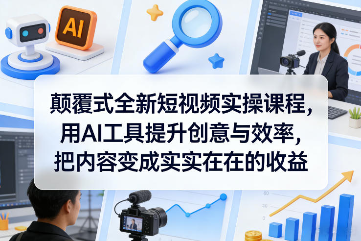 颠覆式全新短视频实操课程,用AI工具提升创意与效率,把内容变成实实在在的收益-续财库