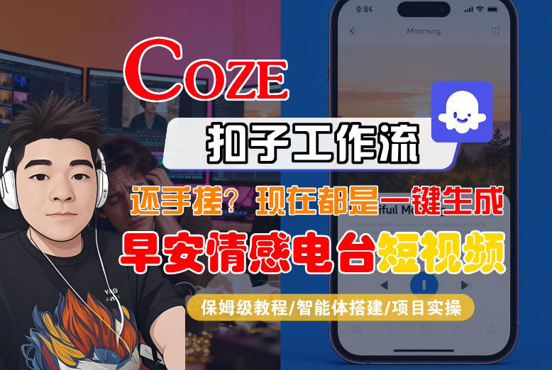 【Coze工作流搭建实操教程】【coze】早安情感电台日签视频还在手动做?用扣子工作流自动生成,省时90%-续财库
