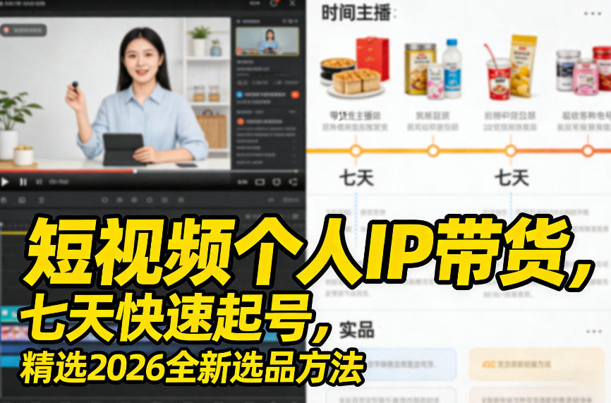 短视频个人IP带货，七天快速起号，精选2026全新选品方法-续财库