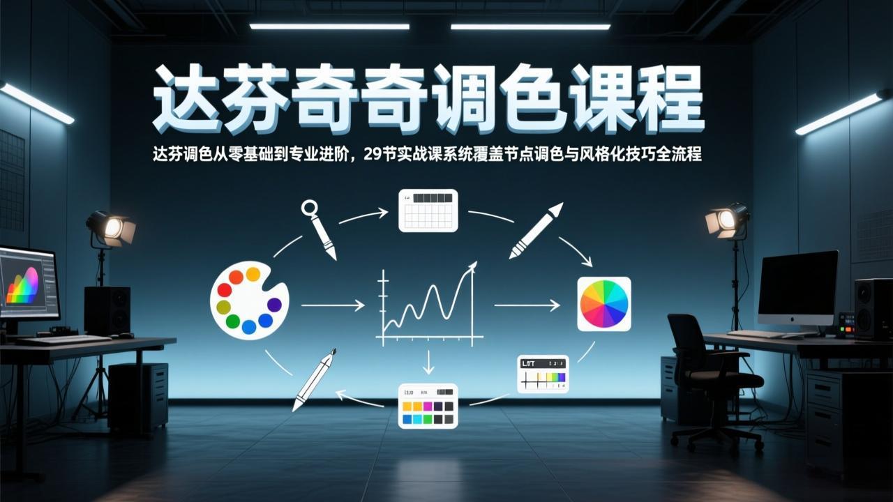 达芬奇调色从零基础到专业进阶，29节实战课系统覆盖节点调色与风格化技巧全流程-续财库