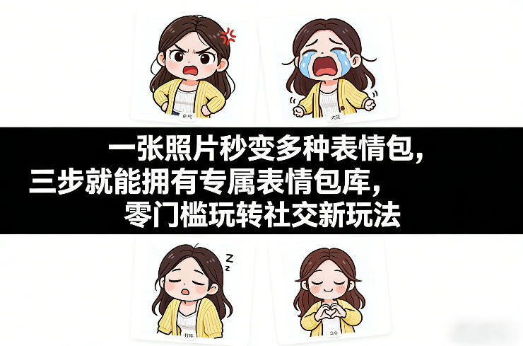 一张照片秒变多种表情包，三步就能拥有专属表情包库，零门槛玩转社交新玩法【文档】-续财库
