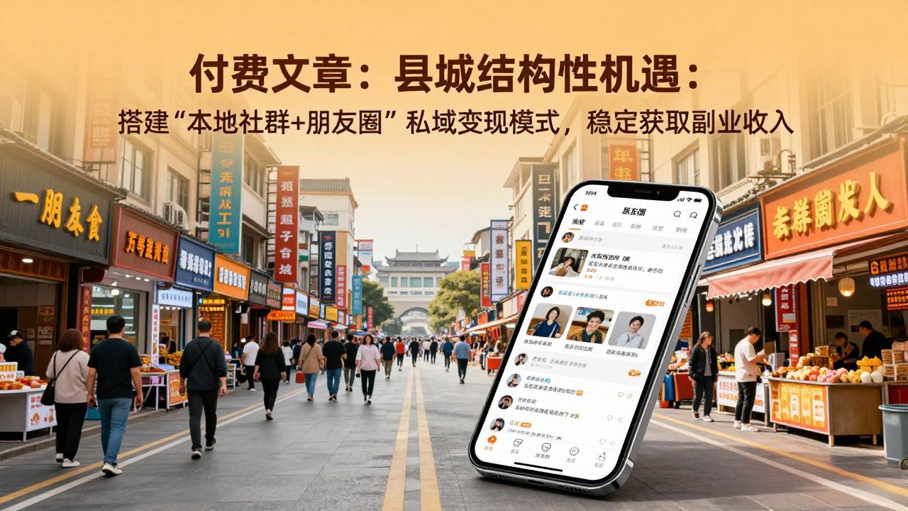 付费文章：县城结构性机遇：搭建“本地社群+朋友圈”私域变现模式，稳定获取副业收入-续财库