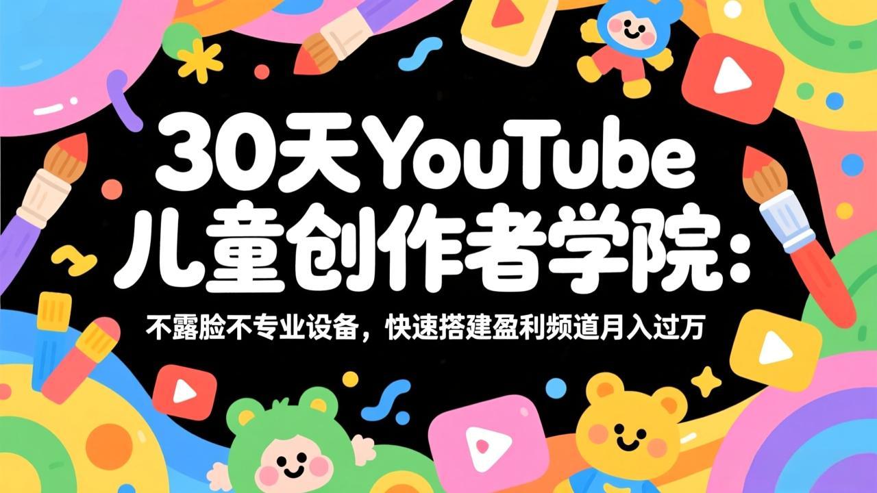 30天YouTube儿童创作者学院：不露脸不专业设备，快速搭建盈利频道月入过万-续财库