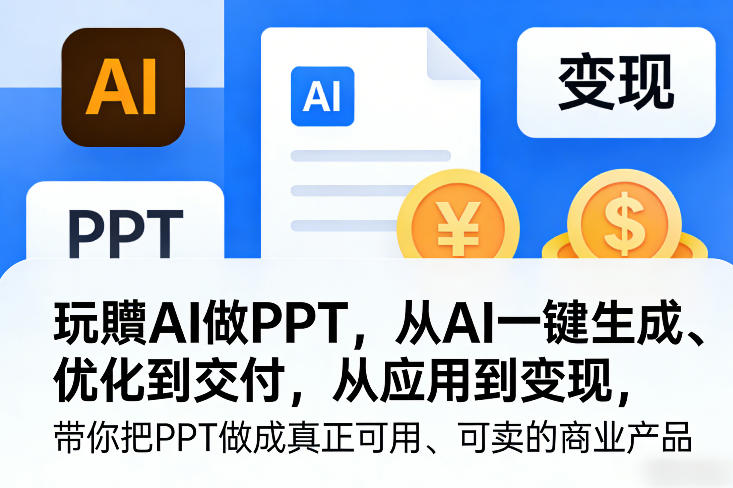 玩賺AI做PPT，从AI一键生成、优化到交付，从应用到变现，带你把PPT做成真正可用、可卖的商业产品-续财库