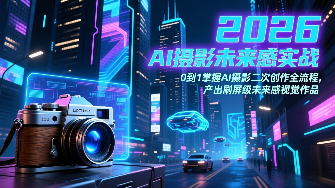 2026 AI摄影未来感实战:0到1掌握AI摄影二次创作全流程,产出刷屏级未来感视觉作品-续财库