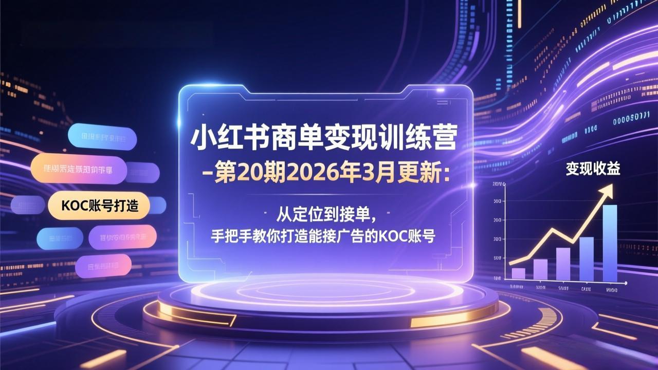 小红书商单变现训练营-第20期26年3月更新：从定位到接单，手把手教你打造能接广告的KOC账号-续财库