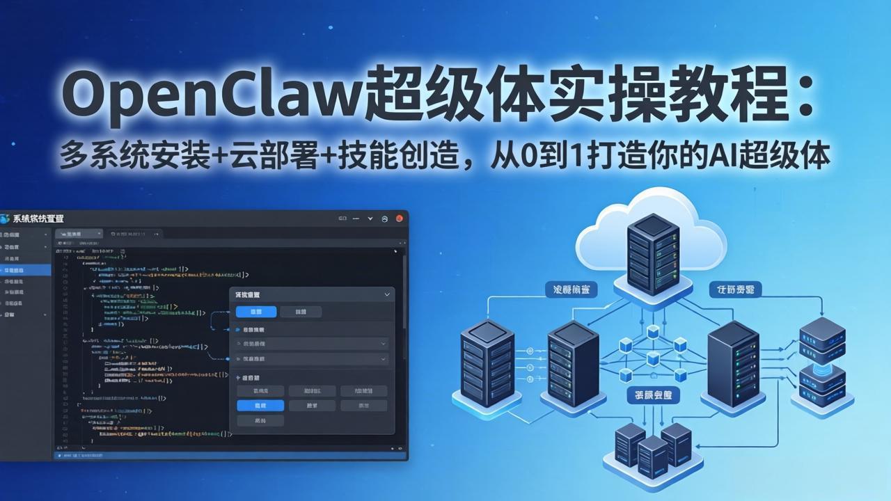 OpenClaw-小龙虾 超级体实操教程:多系统安装+云部署+技能创造,从0到1打造你的AI超级体-续财库