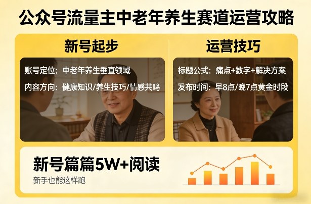 公众号流量主中老年养生赛道，新号篇篇5W+阅读，新手也能这样跑-续财库