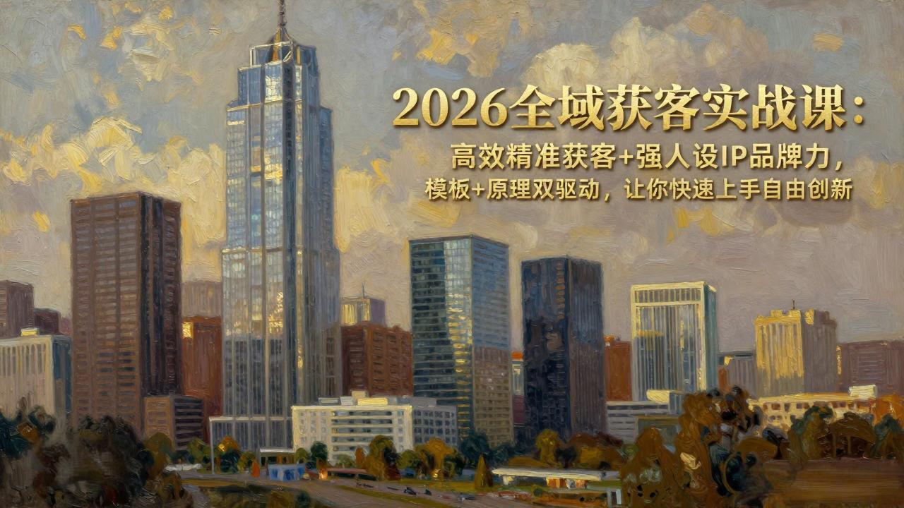 2026全域获客实战课：高效精准获客+强人设IP品牌力，模板+原理双驱动，让你快速上手自由创新-续财库