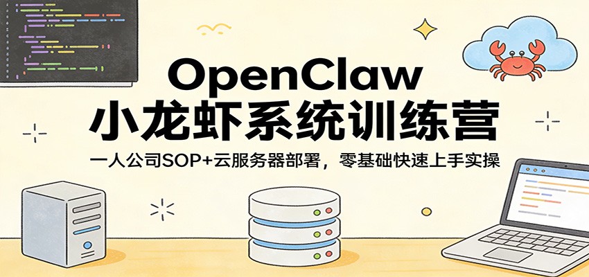 OpenClaw小龙虾系统训练营：一人公司SOP，云服务器部署，零基础快速上手实操-续财库