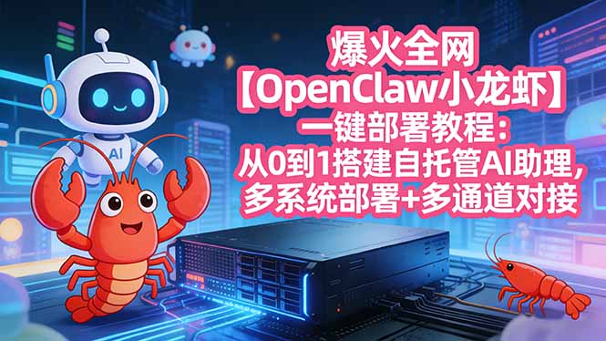 爆火全网【OpenClaw 小龙虾】一键部署教程：从0到1搭建自托管AI助理，多系统部署+多通道对接-续财库