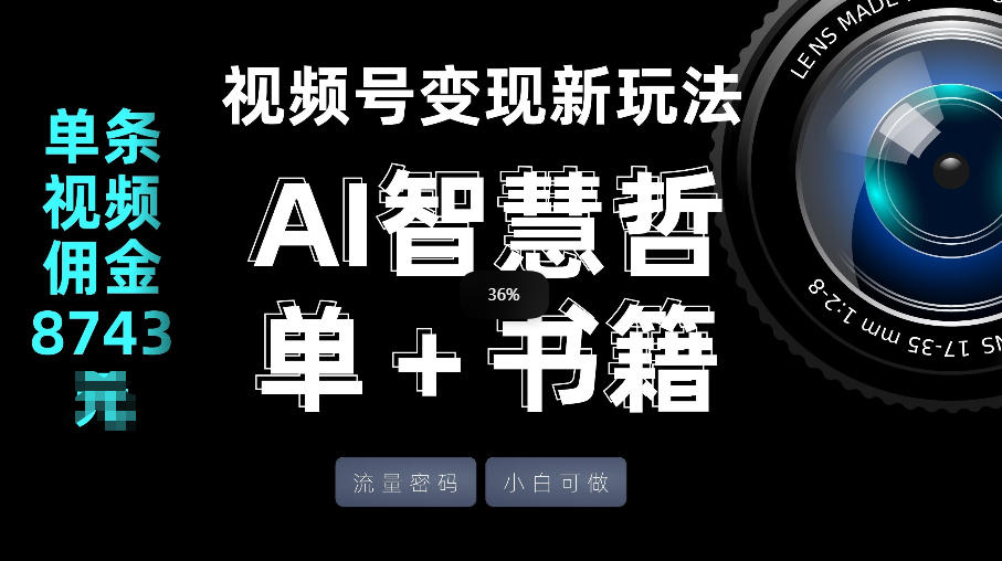 视频号流量密码，变现新玩法-AI智慧哲单＋书单，单条视频佣金8743米-续财库