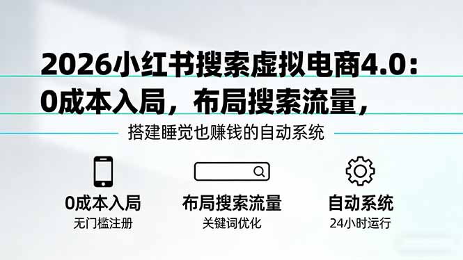 2026小红书搜索虚拟电商4.0：0成本入局，布局搜索流量，搭建睡觉也赚钱的自动系统-续财库