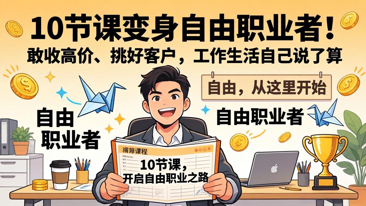 10 节课变身自由职业者!敢收高价、挑好客户,工作生活自己说了算-续财库