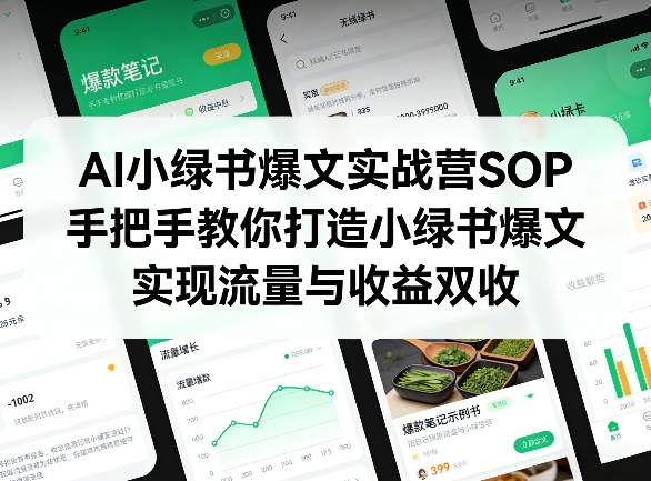 AI小绿书爆文实战营SOP，手把手教你打造小绿书爆文，实现流量与收益双收-续财库