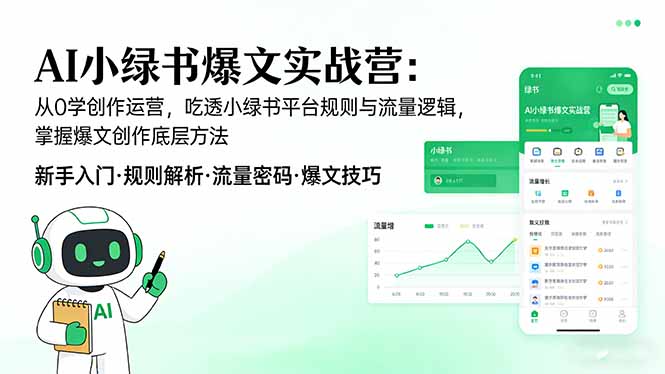 AI 小绿书爆文实战营：从0学创作运营，吃透小绿书平台规则与流量逻辑，掌握爆文创作底层方法-续财库