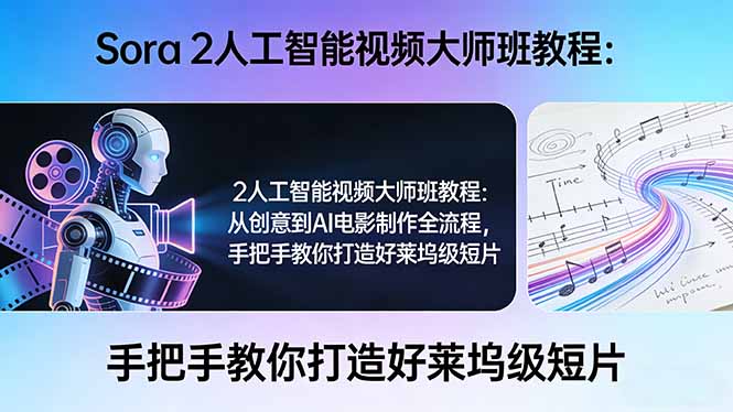 Sora 2人工智能视频大师班教程：从创意到AI电影制作全流程，手把手教你打造好莱坞级短片-续财库