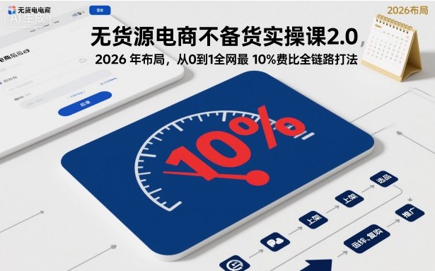 无货源电商不备货实操课2.0，2026年布局，从0到1全网最低10%费比全链路打法【更新26年3月】-续财库
