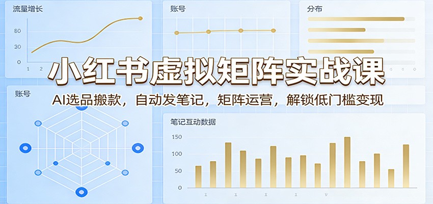 小红书虚拟矩阵实战课:AI选品搬款,自动发笔记,矩阵运营,解锁低门槛变现-续财库
