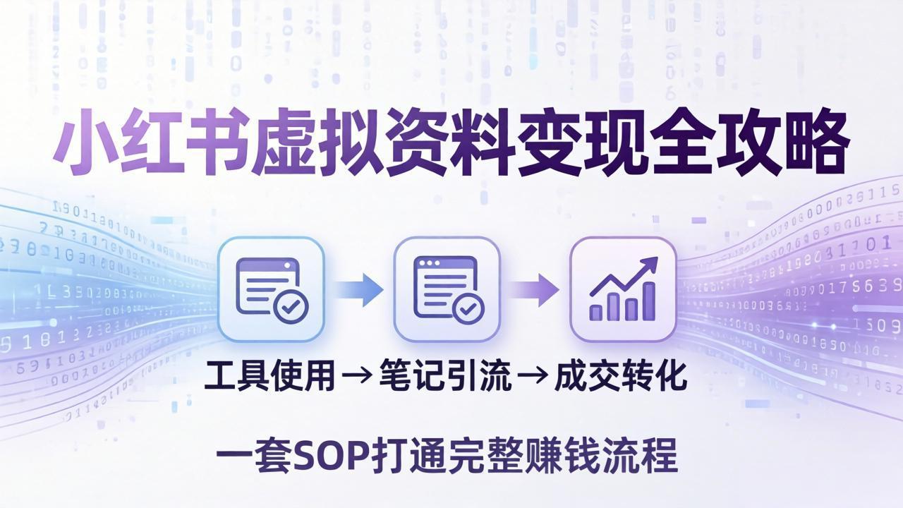小红书虚拟资料变现全攻略:从工具使用到笔记引流成交,一套 SOP 打通完整赚钱流程-续财库