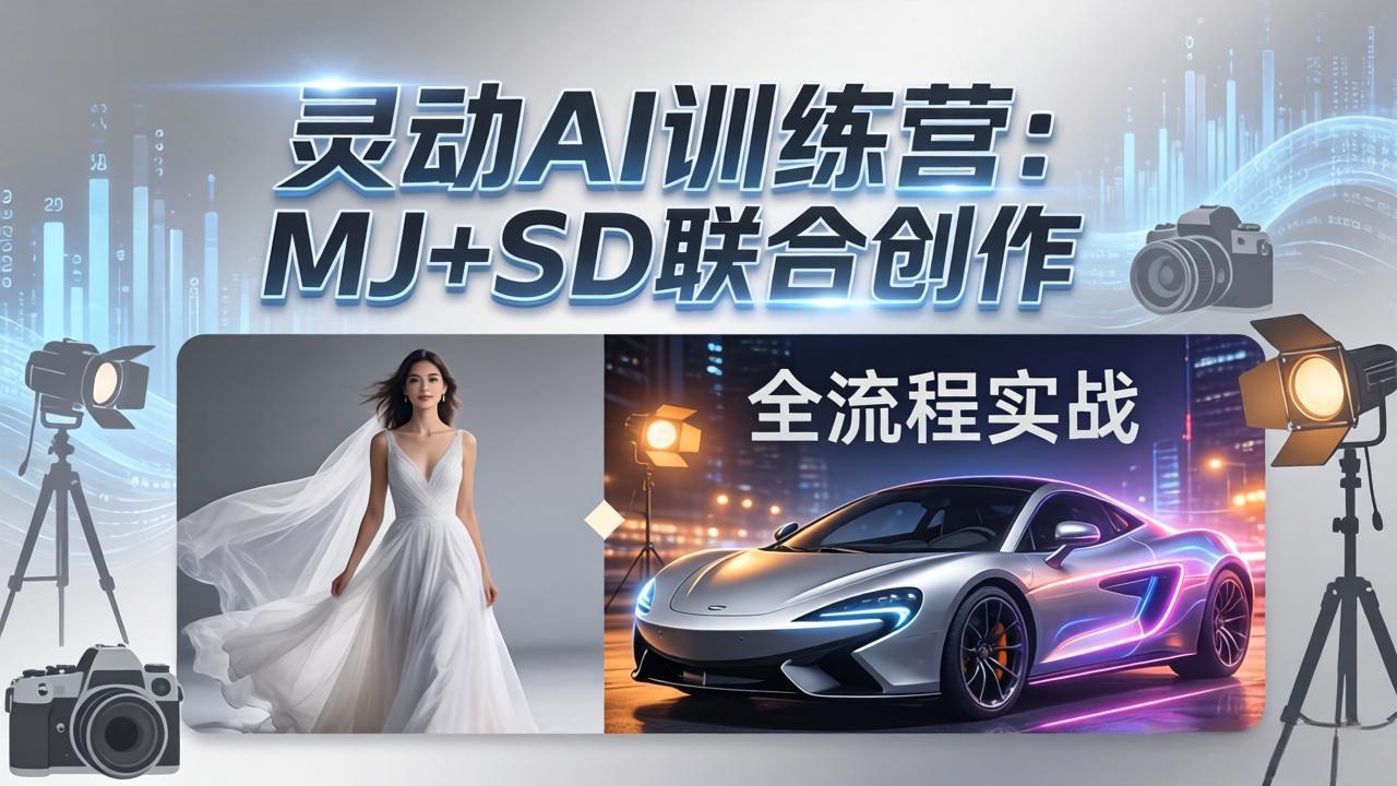 灵动AI训练营-3.0课程:MJ+SD联合创作,从婚纱大片到汽车广告,摄影后期全流程实战-续财库