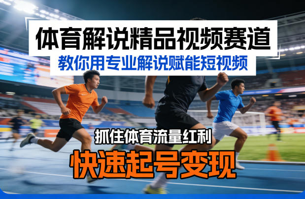 体育解说精品视频赛道,教你用专业解说赋能短视频,抓住体育流量红利,快速起号变现-续财库