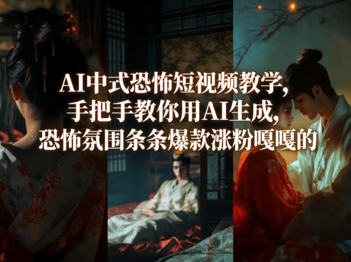 AI中式恐怖短视频教学,手把手教你用AI生成,恐怖氛围条条爆款涨粉嘎嘎的-续财库