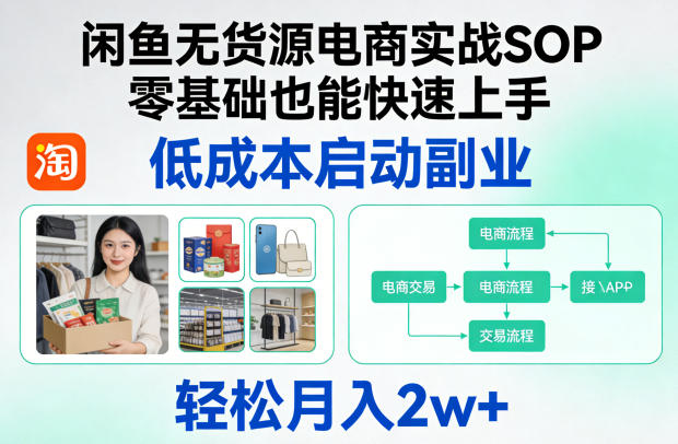 闲鱼无货源电商实战SOP,零基础也能快速上手,低成本启动副业,轻松月入2w+-续财库