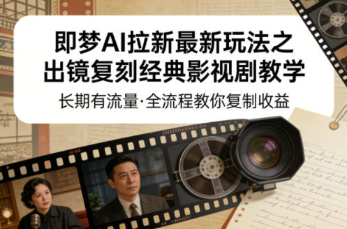 即梦AI拉新最新玩法之出镜复刻经典影视剧教学,长期有流量,全流程教你复制收益-续财库