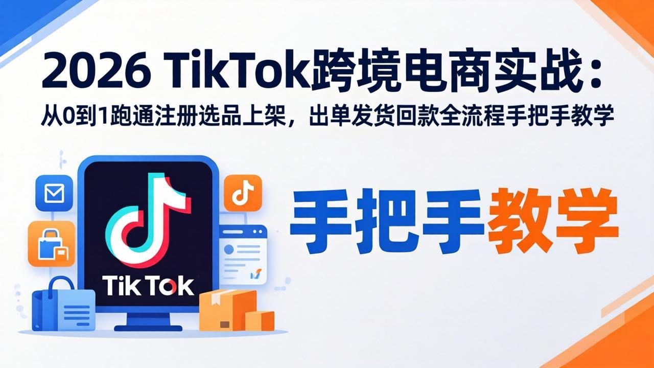2026TikTok跨境电商实战：从0到1跑通注册选品上架，出单发货回款全流程手把手教学-续财库
