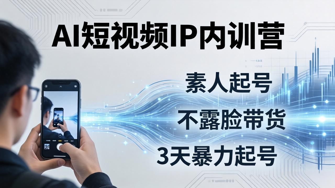 2026AI短视频IP内训营：从素人起号到不露脸带货，3天暴力起号全流程拆解-续财库