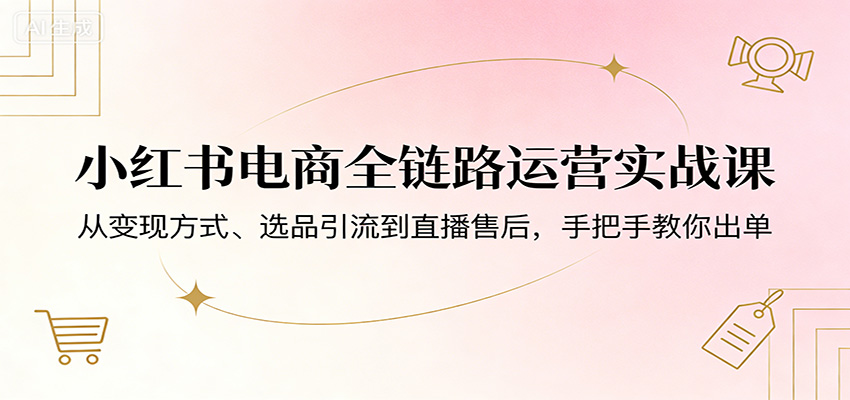 小红书电商全链路运营实战课：从变现方式、选品引流到直播售后，手把手教你出单-续财库