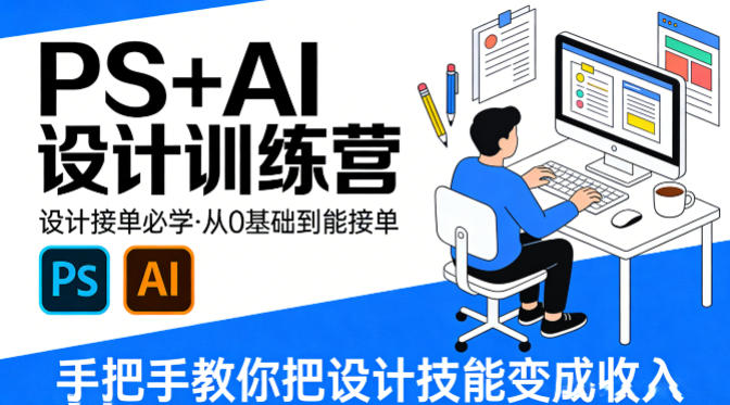 设计接单必学，PS+AI设计训练营，从0基础到能接单，手把手教你把设计技能变成收入-续财库