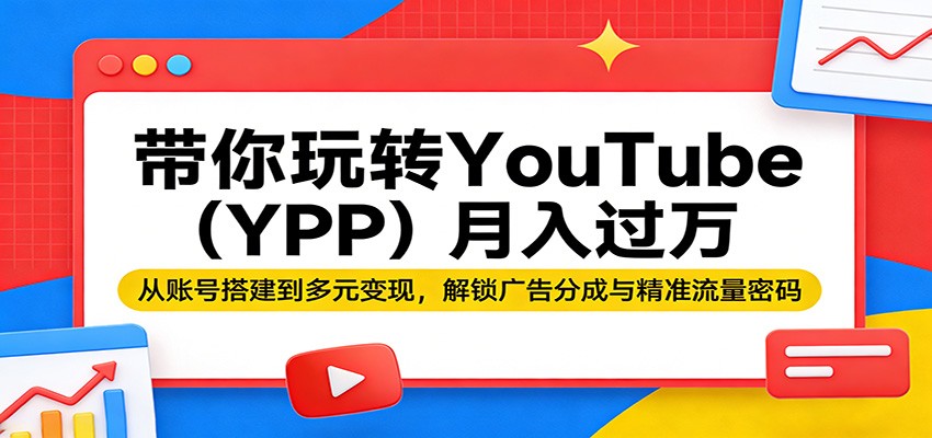 带你玩转YouTube(YPP)月入过万：从账号搭建到多元变现，解锁广告分成与精准流量密码-续财库