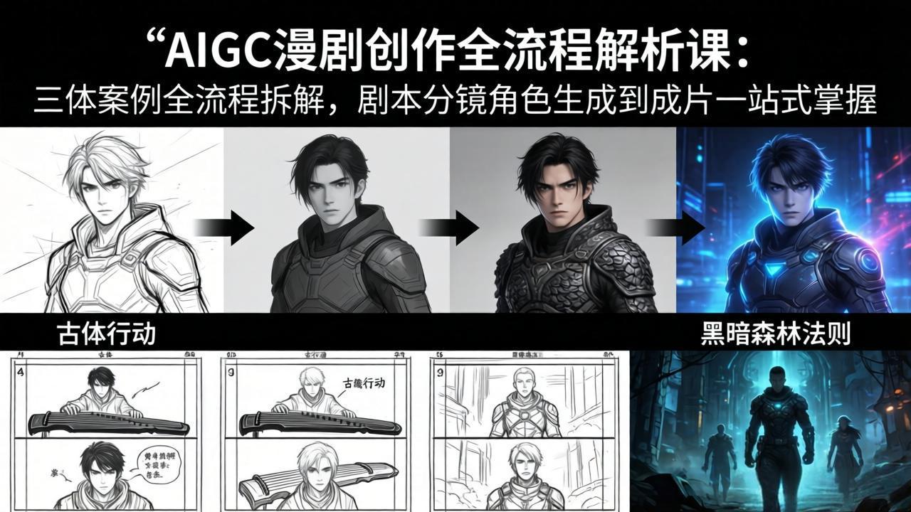 AIGC漫剧创作全流程解析课：三体案例全流程拆解，剧本分镜角色生成到成片一站式掌握-续财库