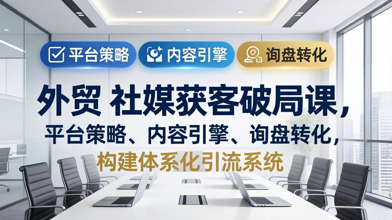 外贸 社媒获客破局课，平台策略、内容引擎、询盘转化，构建体系化引流系统(更新26年3月-续财库