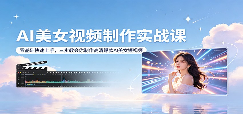 AI美女视频制作实战课:零基础快速上手,三步教会你制作高清爆款AI美女短视频-续财库